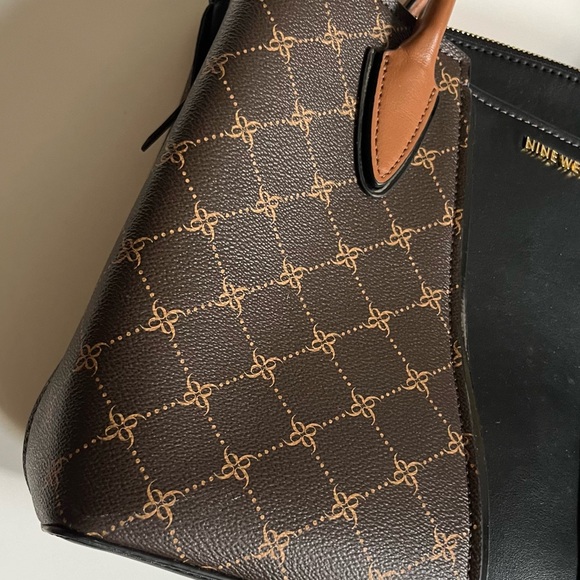 Nine West dark & light brown leather handbag with removeable adjustable straps - Picture 4 of 16